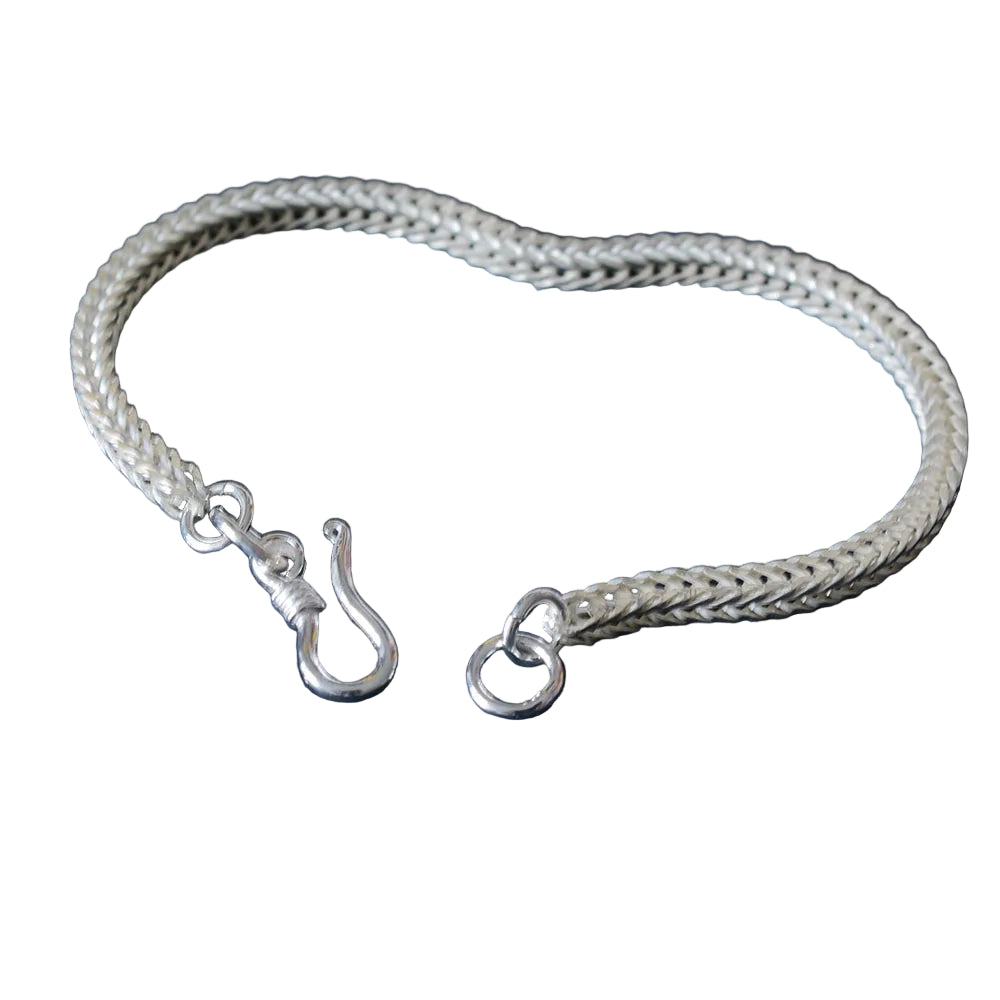 Pulseira de Prata Esterlina 925 Corrente Foxtail Quadrada, Comprimento Incluído Fecho Lagosta Joias Vintage Retrô