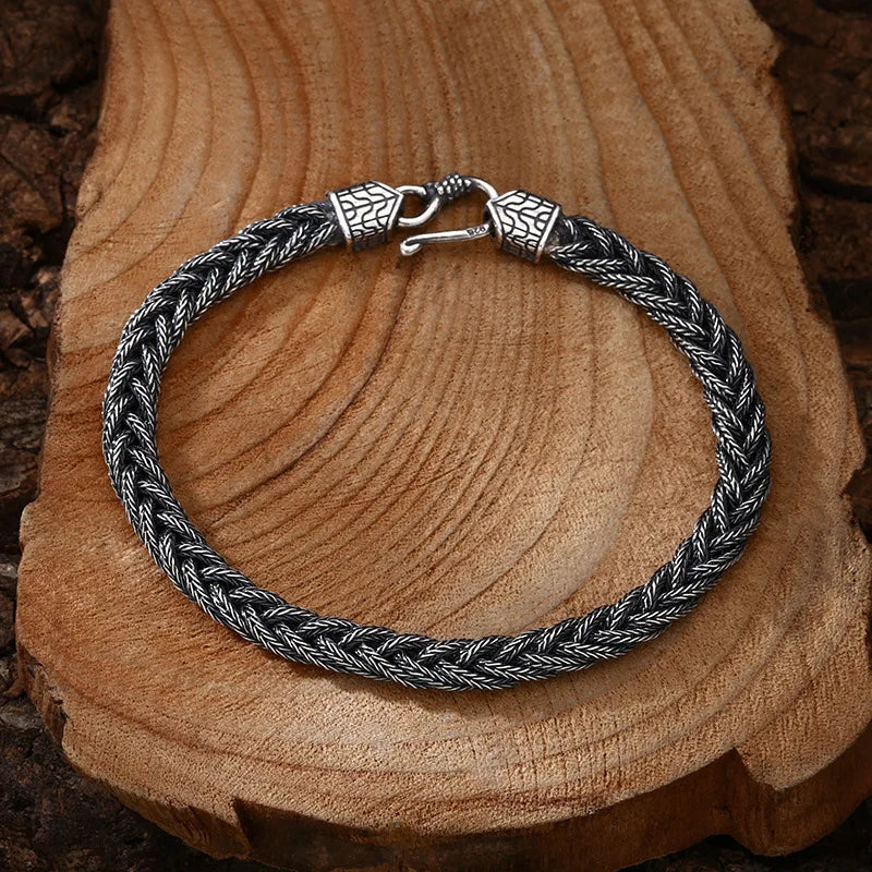 Black Braided Silver Bracelet