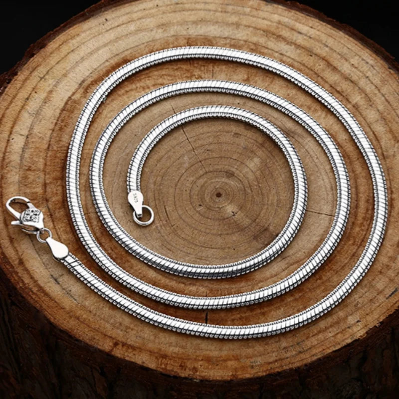 Colar de Prata Esterlina Unissex, Corrente de Serpente