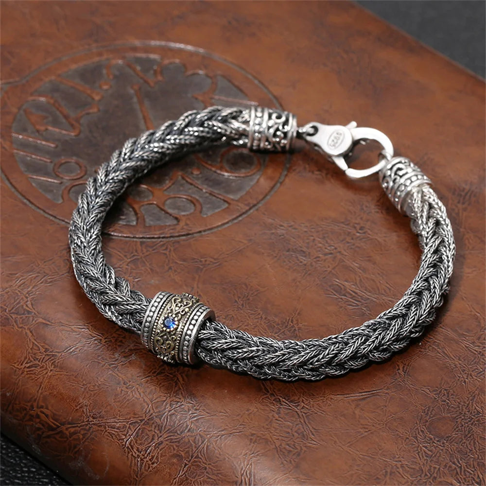 Pulseiras S925 Prata Esterlina Rattan Eterno Contas da Sorte