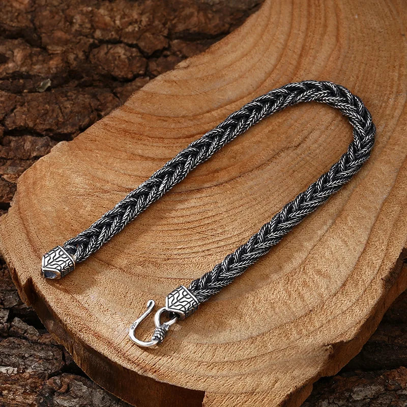 Black Braided Silver Bracelet