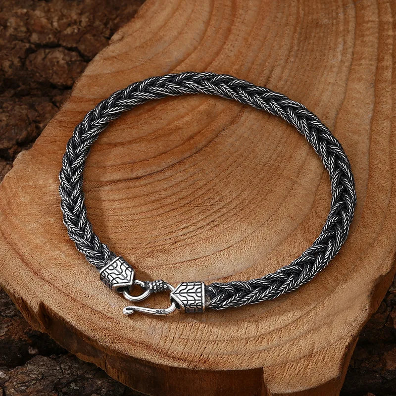 Black Braided Silver Bracelet