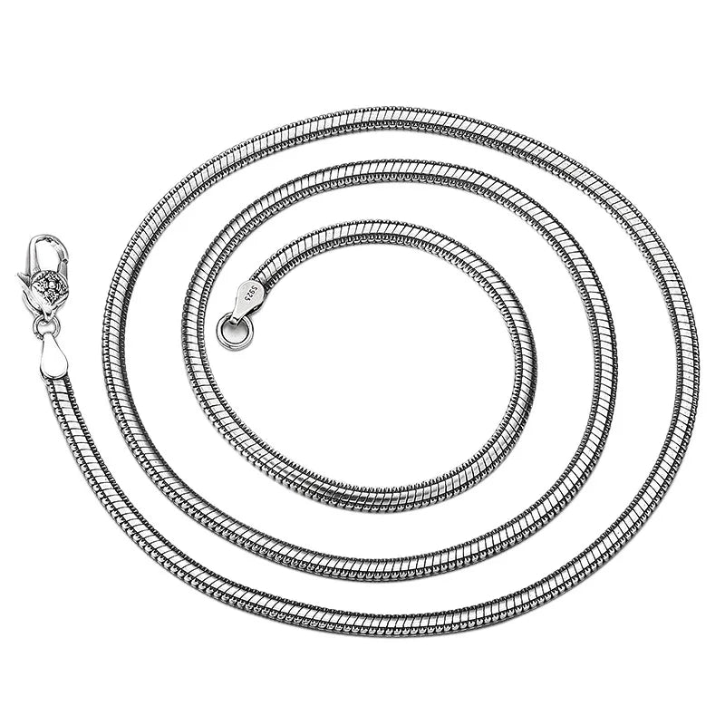 Colar de Prata Esterlina Unissex, Corrente de Serpente