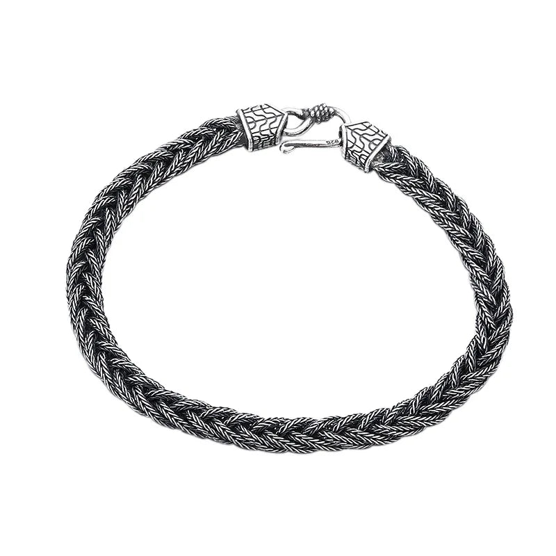 Black Braided Silver Bracelet
