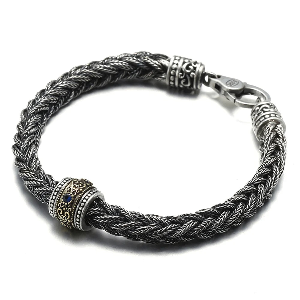 Pulseiras S925 Prata Esterlina Rattan Eterno Contas da Sorte