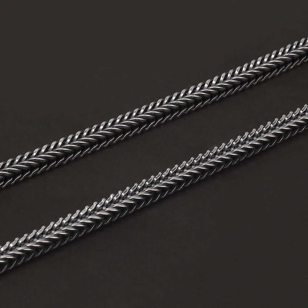 Pulseira de Corrente Foxtail Quadrada de Prata Esterlina 925 4mm Budista Tibetano