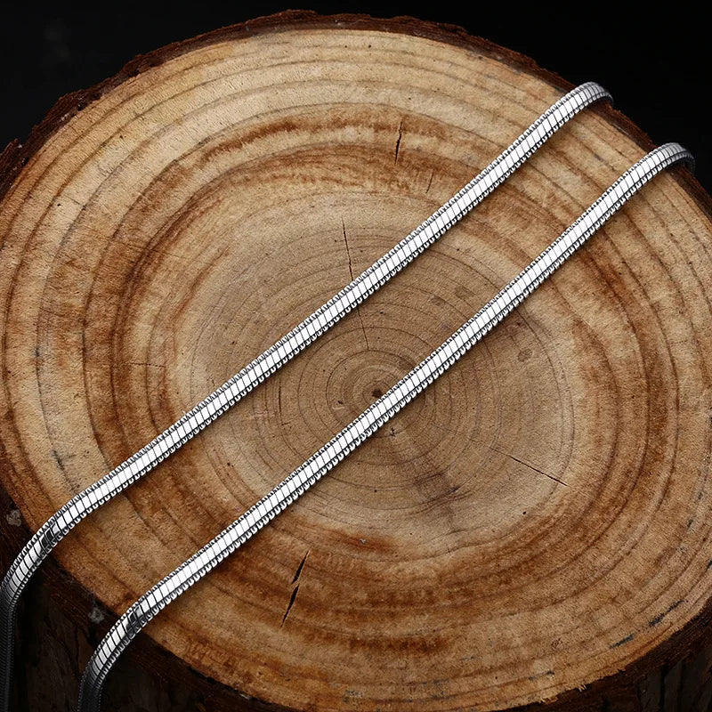 Colar de Prata Esterlina Unissex, Corrente de Serpente