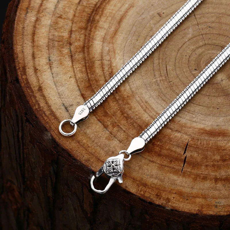 Colar de Prata Esterlina Unissex, Corrente de Serpente