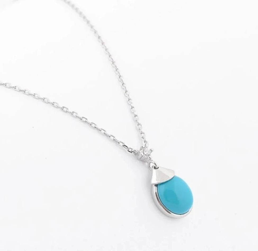 Colar Gota com Pedra Turquesa