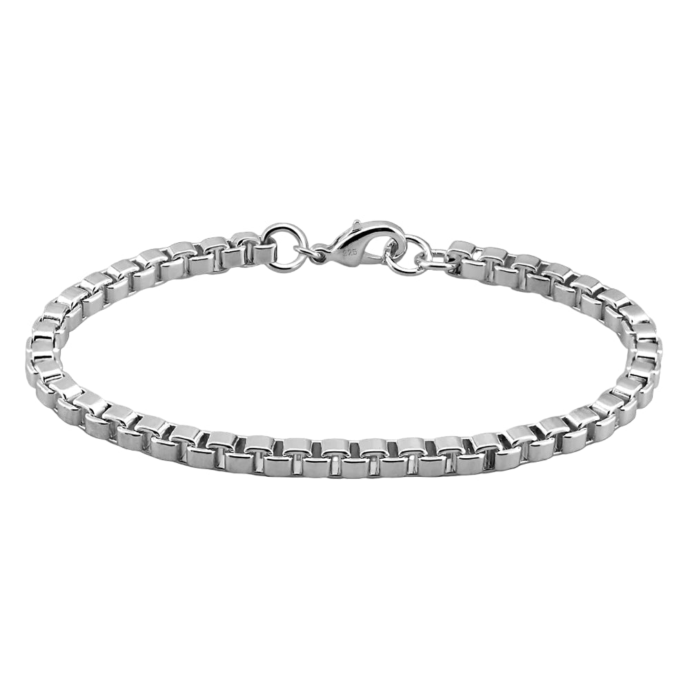 Pulseira Box Prata 925 18-23cm (7-9 polegadas) Joia Unissex