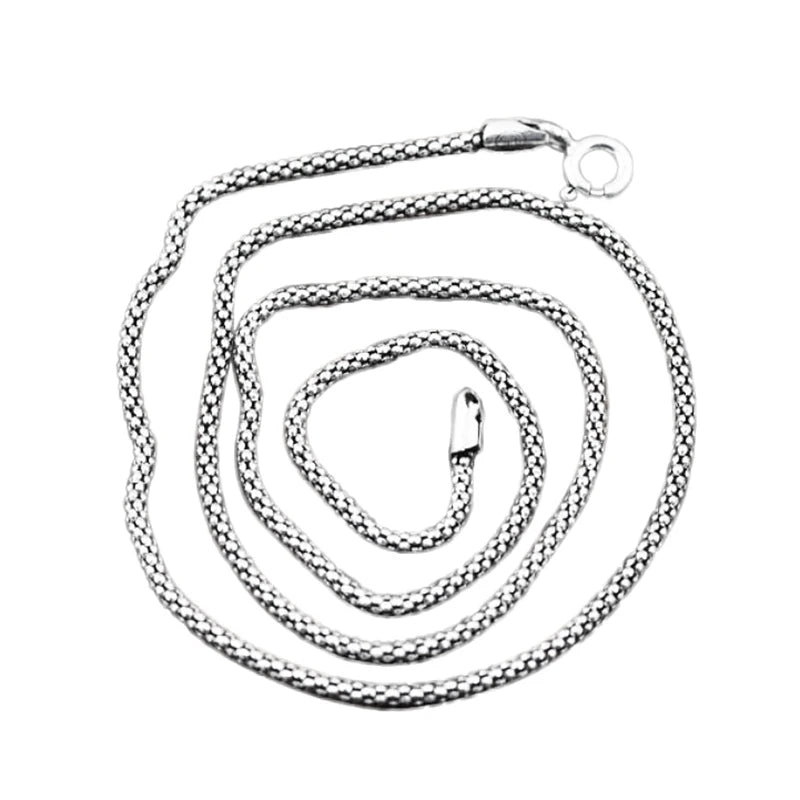 Colar Pipoca S925 Prata Esterlina Vintage com Largura de 3mm