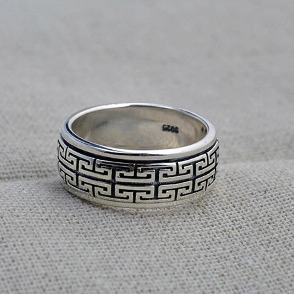 Anel de Prata Rotativo Maori 100% s925