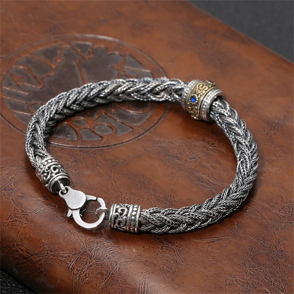 Pulseiras S925 Prata Esterlina Rattan Eterno Contas da Sorte