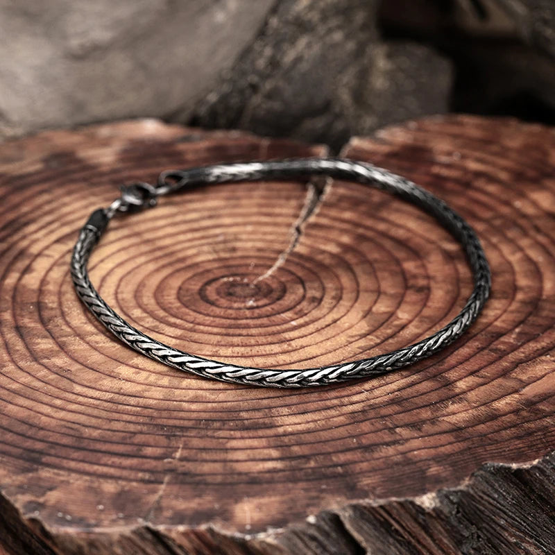 Pulseira de Aço Inoxidável Rabo de Raposa Redonda Moderna Vintage Hip Hop Punk para Homens (Presente para Irmão)