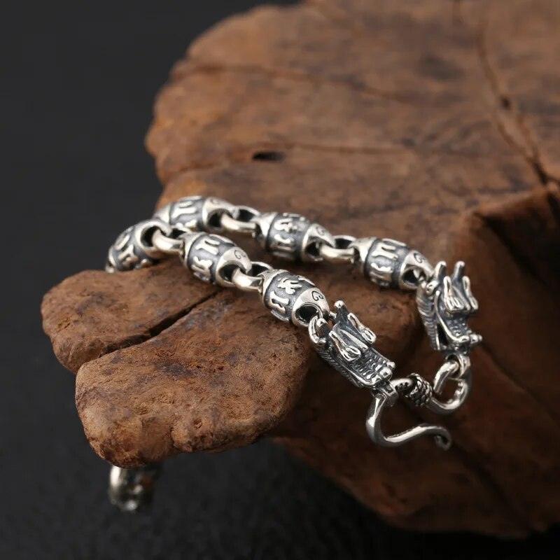 Pulseira de prata dragão
