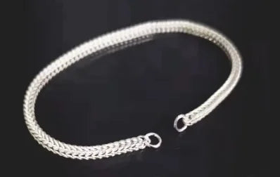 Pulseira de Prata Esterlina 925 Corrente Foxtail Quadrada, Comprimento Incluído Fecho Lagosta Joias Vintage Retrô