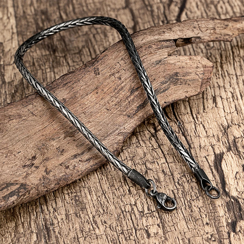 Pulseira de Aço Inoxidável Rabo de Raposa Redonda Moderna Vintage Hip Hop Punk para Homens (Presente para Irmão)