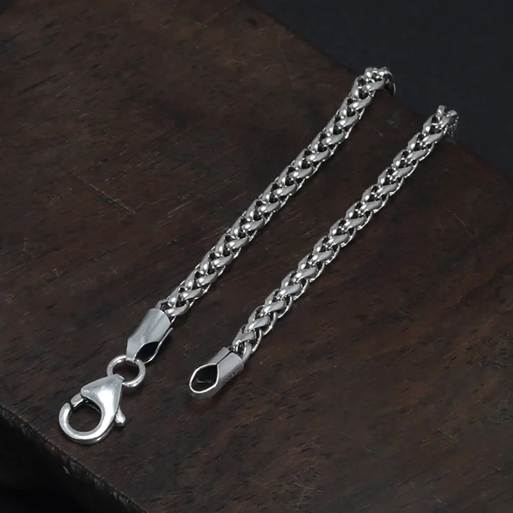 Pulseira Trançada em Cânhamo 3mm  Prata Esterlina, 17–21cm