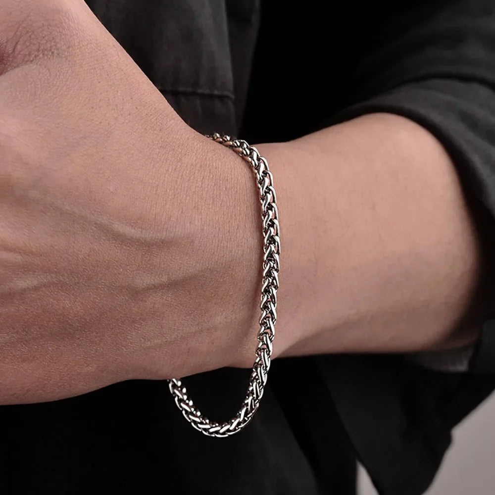 Pulseira Trançada em Cânhamo 3mm  Prata Esterlina, 17–21cm