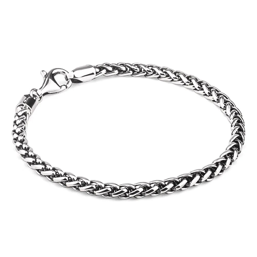 Pulseira Trançada em Cânhamo 3mm  Prata Esterlina, 17–21cm