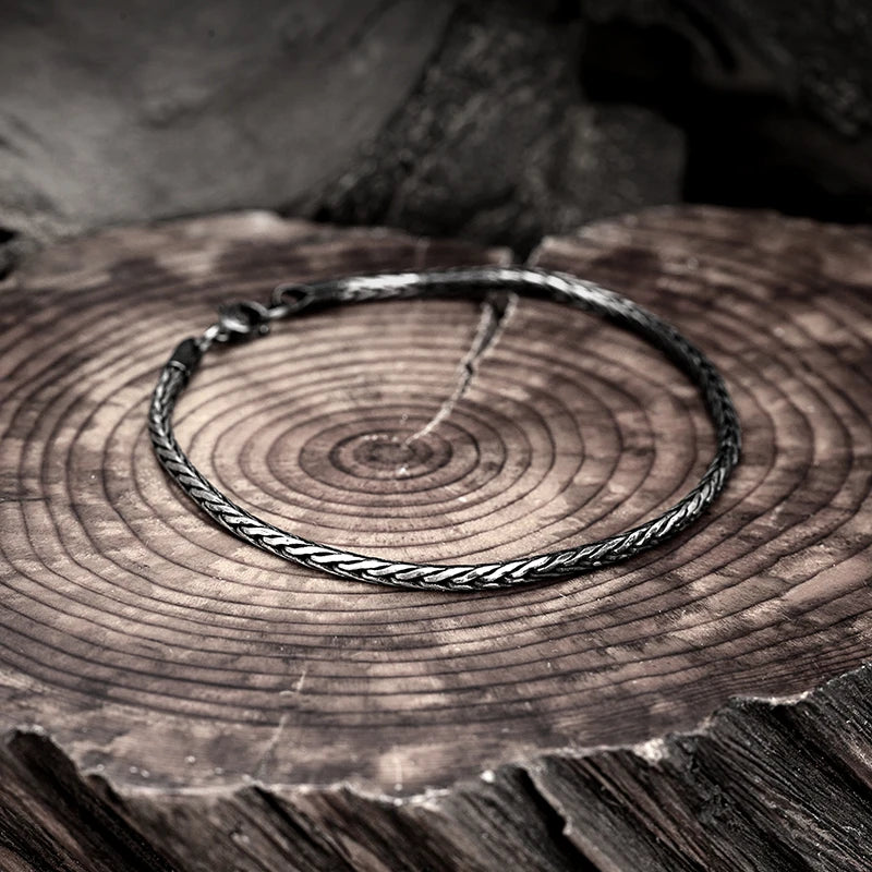 Pulseira de Aço Inoxidável Rabo de Raposa Redonda Moderna Vintage Hip Hop Punk para Homens (Presente para Irmão)