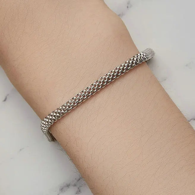 Pulseira Clássica Trançada Prata Esterlina 925