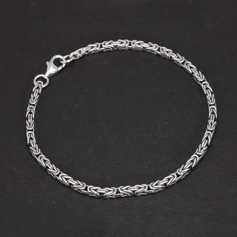 Pulseira Viking Trançados em Prata Esterlina S925 Real 2,5mm – Feito à Mão, Estilo Vintage
