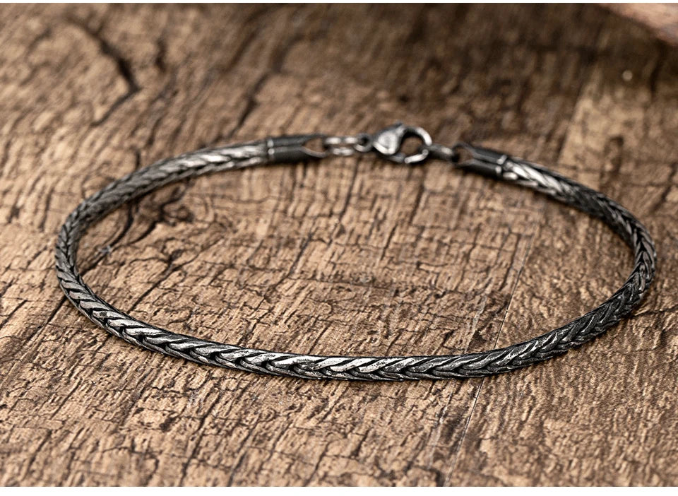 Pulseira de Aço Inoxidável Rabo de Raposa Redonda Moderna Vintage Hip Hop Punk para Homens (Presente para Irmão)