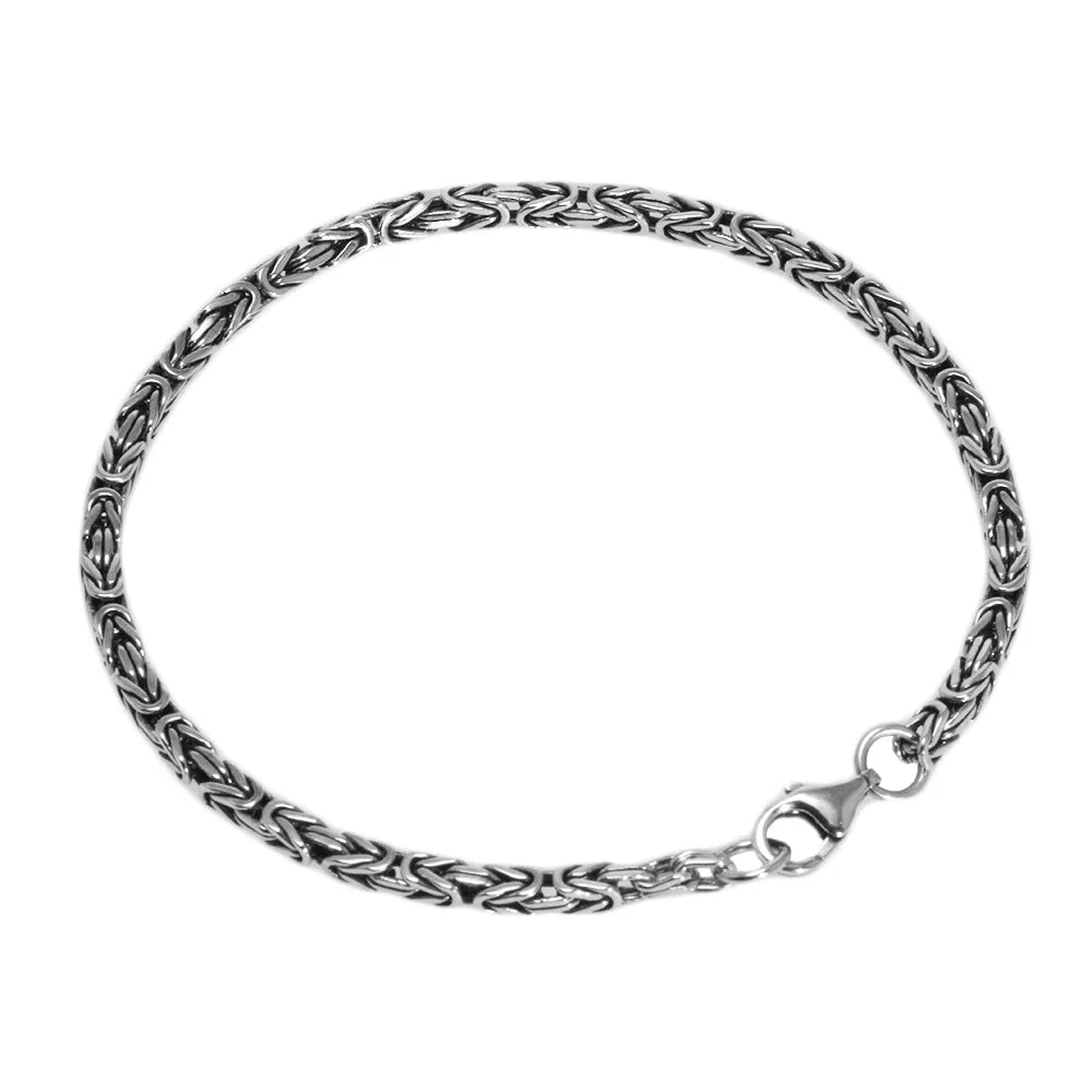 Pulseira Viking Trançados em Prata Esterlina S925 Real 2,5mm – Feito à Mão, Estilo Vintage