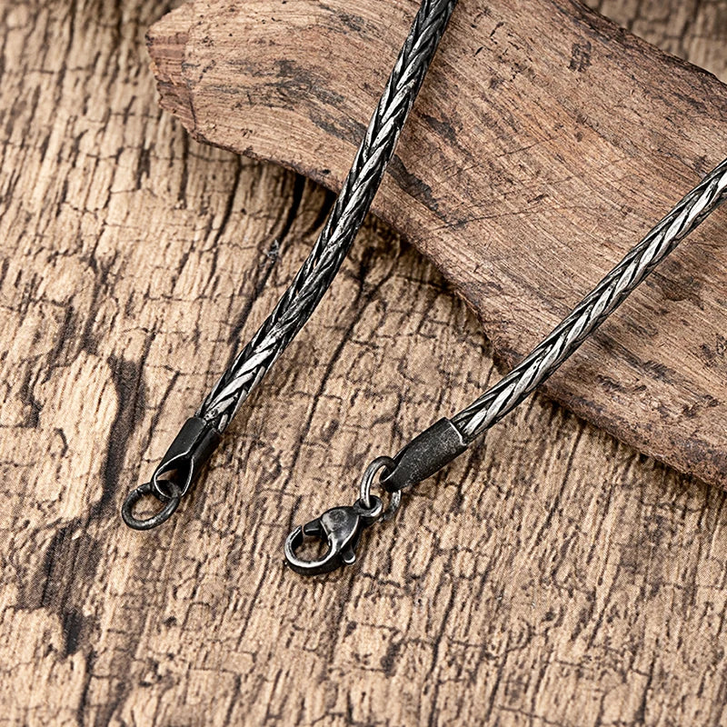 Pulseira de Aço Inoxidável Rabo de Raposa Redonda Moderna Vintage Hip Hop Punk para Homens (Presente para Irmão)