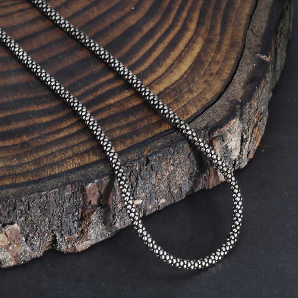 Colar Pipoca S925 Prata Esterlina Vintage com Largura de 3mm