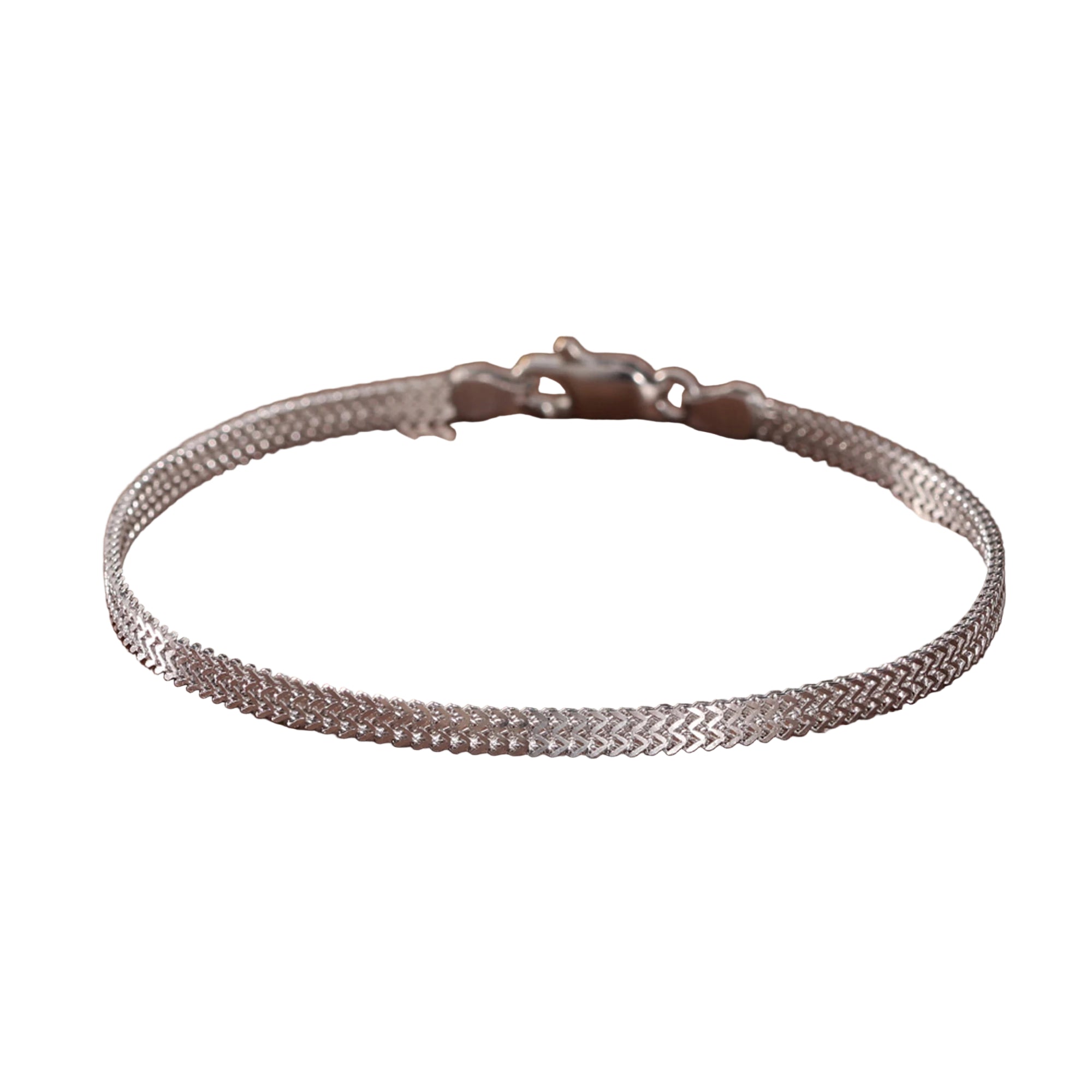 Pulseira de Malha Plana Prata 925 Vintage 2.8mm