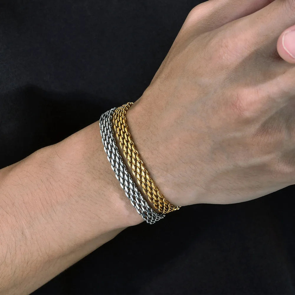 Pulseiras de Corrente de Malha 6MM, Pulseira de Elo Italiano de Aço Inoxidável