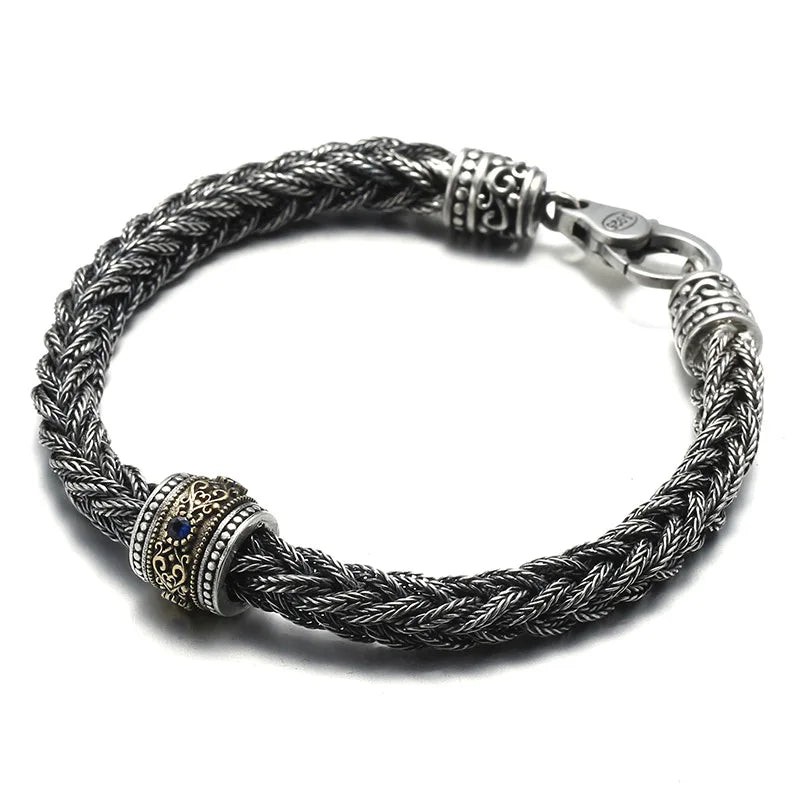 Pulseiras S925 Prata Esterlina Rattan Eterno Contas da Sorte