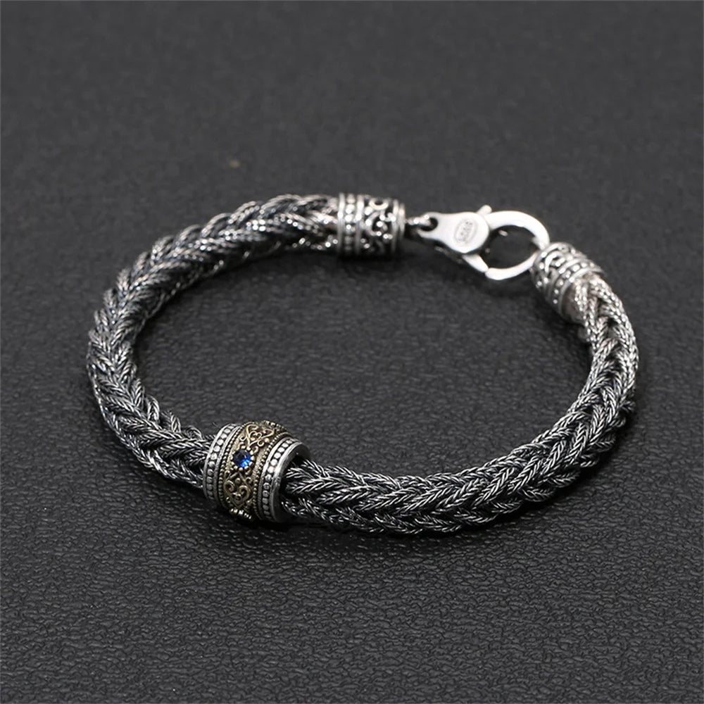 Pulseiras S925 Prata Esterlina Rattan Eterno Contas da Sorte