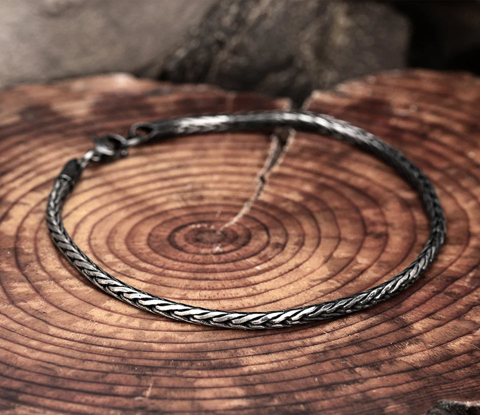 Pulseira de Aço Inoxidável Rabo de Raposa Redonda Moderna Vintage Hip Hop Punk para Homens (Presente para Irmão)